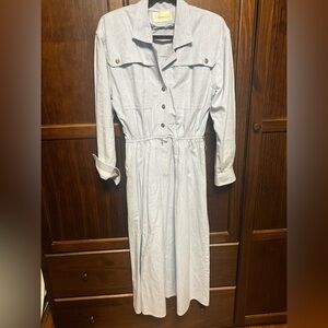 VTG California Girl Long Sleeve Midi Denim Dresses Light Blue With Belt Size M